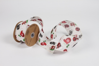 UN-000729 Ruban No�l motif gant 63mm x 10m