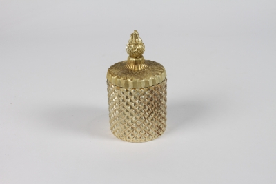 UN-000745 <br />
Gold glass candle jar D7.5cm H14.5cm