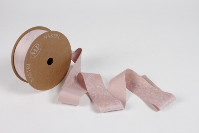 UN-000751 Ruban de no�l rose et or 40mm x 10m