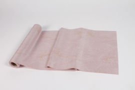 UN-000754 Chemin de table tissu rose et or 28cm x 2.5m