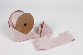 UN-000757 Ruban noël rose et or 63mm x 10m