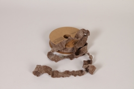 UN-000802 Brown velvet glitter ribbon 25mm x 10m