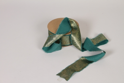 UN-000807 Ruban vert dor�e 40mm x 10m