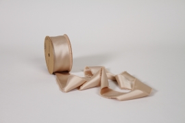 UN-000831 Champagne satin ribbon 50mm x 10m