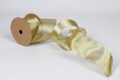 UN-000863 UN-000863 Gold metallic organza ribbon 62mm x 10m