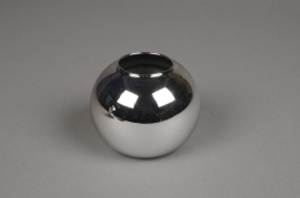 A045K9 Vase boule en verre argent D6cm H5.5cm