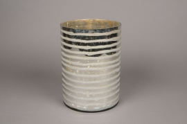 A002I5 Vase en verre argent or D17.5cm H25cm