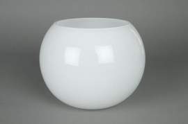 Vase en verre boule blanc D20 H15,5cm