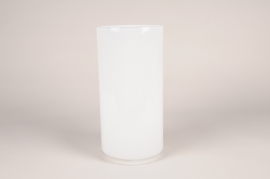 Vase en verre cylindre blanc D20cm H50cm