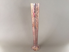 A061K9 Vase en verre flûte or rose D10.5cm H60cm