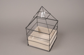 A031AY Wooden and metal greenhouse 17cm x 17cm H29cm