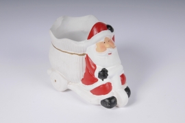 X001BQ Santa Claus ceramic planter D9.5cm H11cm