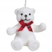 X007KI Assorted suspended foam white bear with red ribbon H6cm