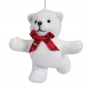 X007KI Assorted suspended foam white bear with red ribbon H6cm