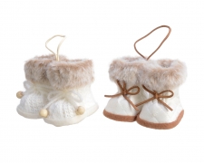 X009KI Assorted suspended white synthetic fur boots H7cm