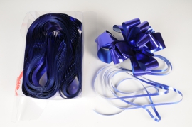 X009RB Box of 20 shiny blue automatic knots  width of the ribbon 50mm