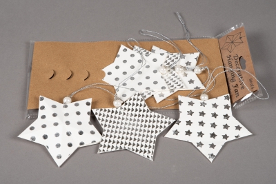 X009U3 Sachet de 6 �toiles d�co papier blanc D12cm