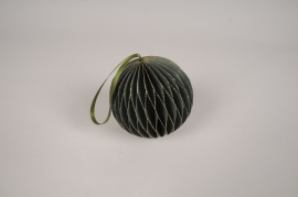 X011F1 Boîte de 6 boules en papier vert et or D10cm