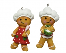 X013KI Assorted suspended resin gingerbread characters H9cm