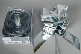 X014RB Box of 20 shiny silver automatic knots width of the ribbon 70mm