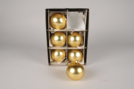 X024T1 Boîte de 6 boules en verre mat or D8cm