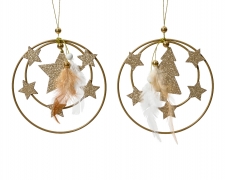 X036KI Anneau en fer etoile or pailleté à suspendre assorti D14cm