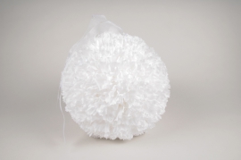 x037fz Boule de pétales de fleurs artificielles blanches D27cm