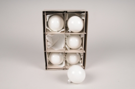 X037T1 Boîte de 6 boules en verre brillant blanc D8cm