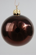 X051T1 Box of 12 brown shiny glass balls D6cm