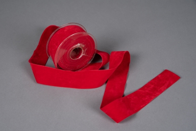 X052UN Ruban de velours rouge 40mm x 7m
