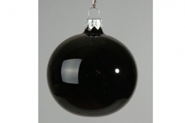 X056T1 Box of 12 shiny black glass balls D6cm 