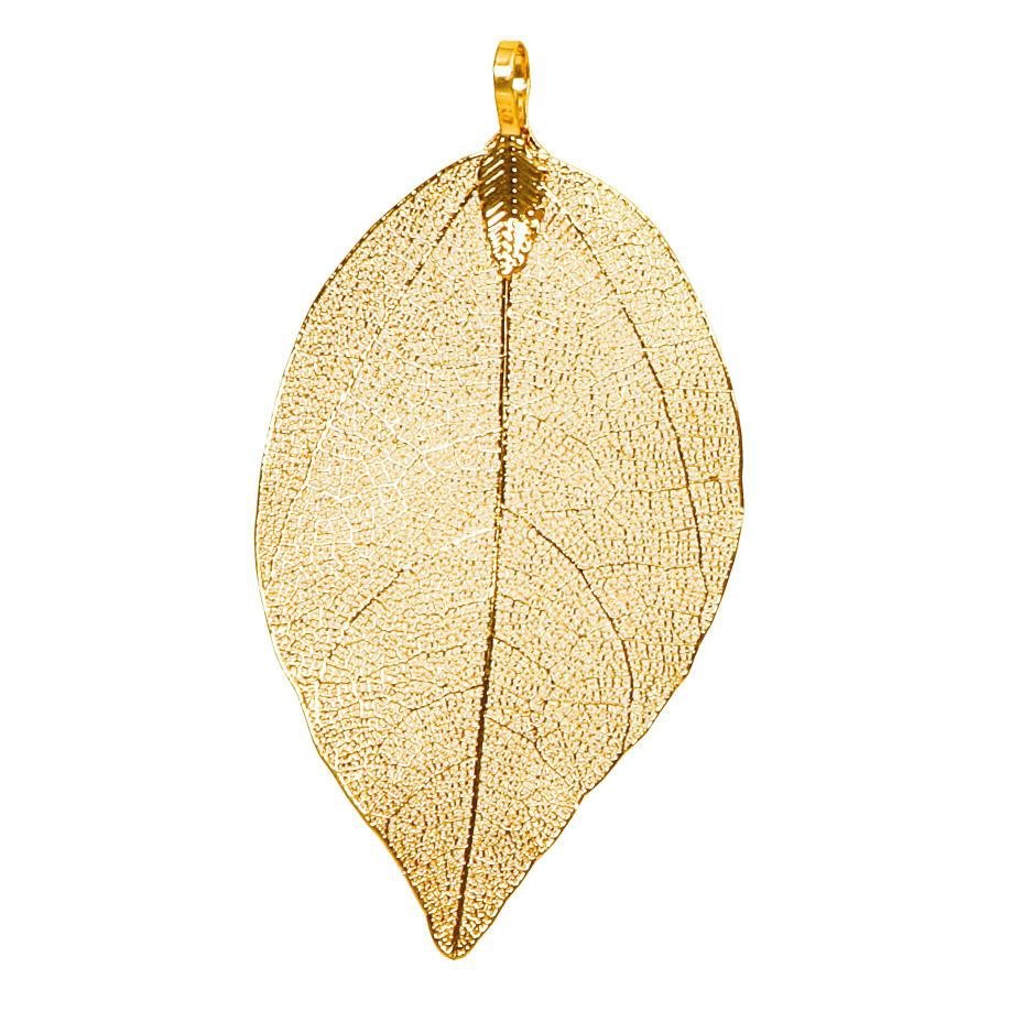 Set of 3 leaves in gold metal H8cm
