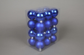 X057ZY Boîte de 24 boules en plastique bleu D6cm