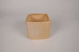 X058Y8 Cache-pot en céramique or 13x13cm H12cm
