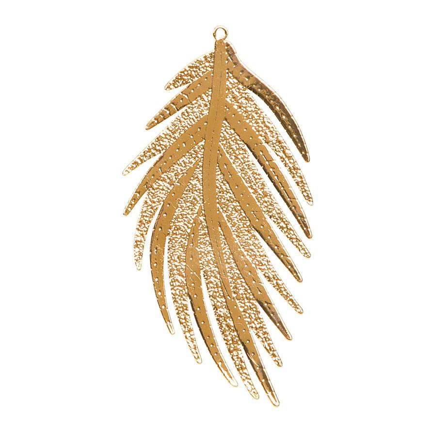 Set of 6 leaves in gold metal H7cm
