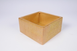X060Y8 Cache-pot en céramique dorée 15x15cm H8cm