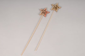 X087Y8 Set of 12 wooden star picks H35cm