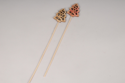 X088Y8 Set of 12 wooden christmas tree picks H36cm