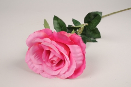 x093am Rose artificielle rose fuchsia H74cm