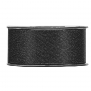 X099UN Black satin ribbon with gold glitters 40mm x 25m
