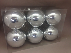 X125ZY Boîte de 6 boules plastique argent D10cm