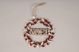 X136GM Red and white wooden Chrismas decoration 12.5cm