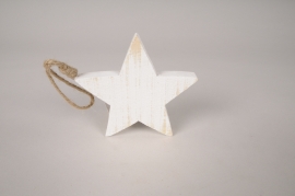 X138GM Étoile en bois blanc à suspendre D11cm