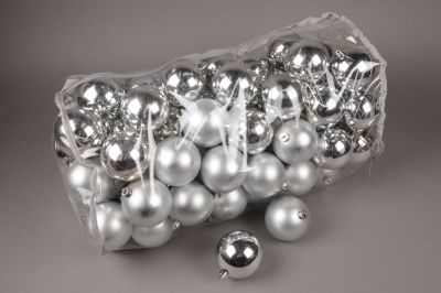 X156ZY Sac de 80 boules plastique argent D8cm
