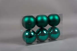 X166ZY Box of 6 plastic balls green D10cm