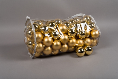 X167ZY Sac de 100 boules plastique or D6cm
