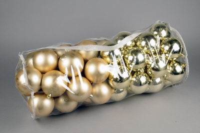 X168ZY Sac de 80 boules plastique or D8cm