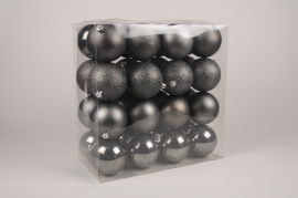 X181ZY Boîte de 32 boules en plastique gris D10cm