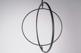 x183ec Double cercle métal noir D25cm