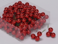 X184X4 Boîte de 144 boules verre rouge D20mm